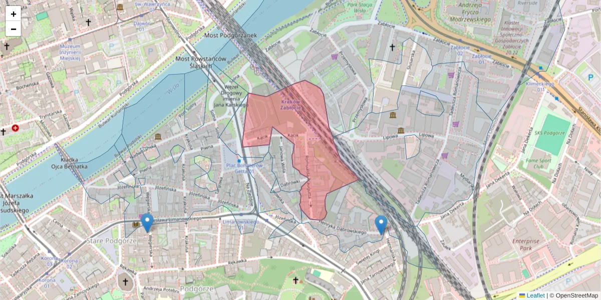 Szczegółowa mapa kodu pocztowego 30-549 z granicami, sąsiednimi kodami pocztowymi i urzędami pocztowymi