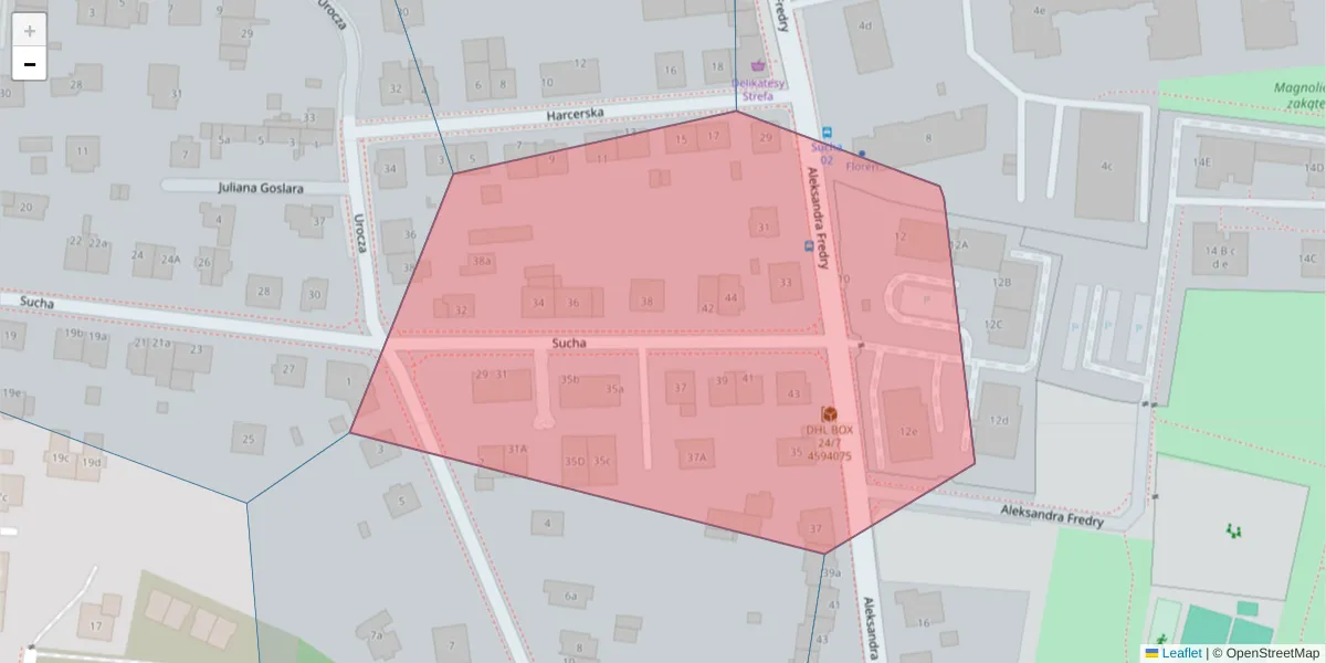 Szczegółowa mapa kodu pocztowego 30-601 z granicami, sąsiednimi kodami pocztowymi i urzędami pocztowymi