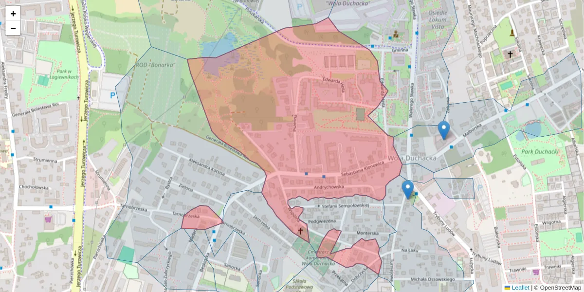 Szczegółowa mapa kodu pocztowego 30-654 z granicami, sąsiednimi kodami pocztowymi i urzędami pocztowymi