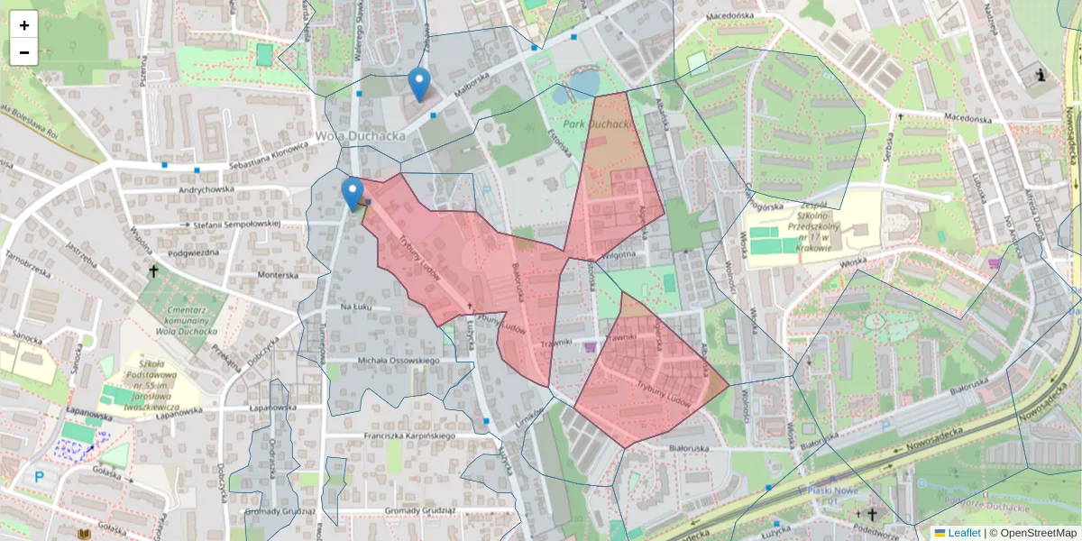 Szczegółowa mapa kodu pocztowego 30-660 z granicami, sąsiednimi kodami pocztowymi i urzędami pocztowymi