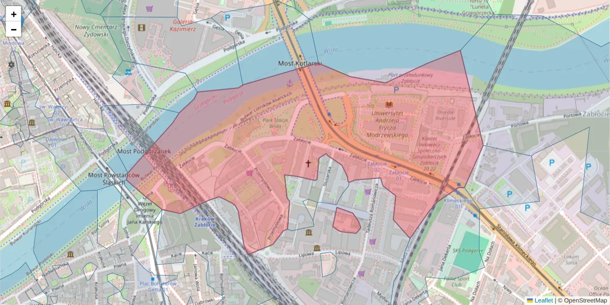Szczegółowa mapa kodu pocztowego 30-701 z granicami, sąsiednimi kodami pocztowymi i urzędami pocztowymi