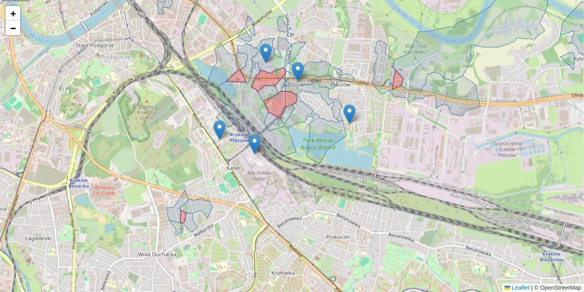 Szczegółowa mapa kodu pocztowego 30-720 z granicami, sąsiednimi kodami pocztowymi i urzędami pocztowymi