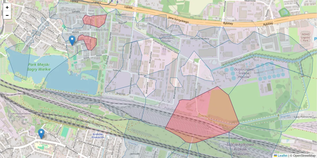 Szczegółowa mapa kodu pocztowego 30-731 z granicami, sąsiednimi kodami pocztowymi i urzędami pocztowymi