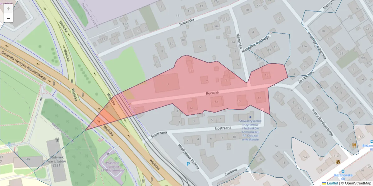 Szczegółowa mapa kodu pocztowego 30-803 z granicami, sąsiednimi kodami pocztowymi i urzędami pocztowymi