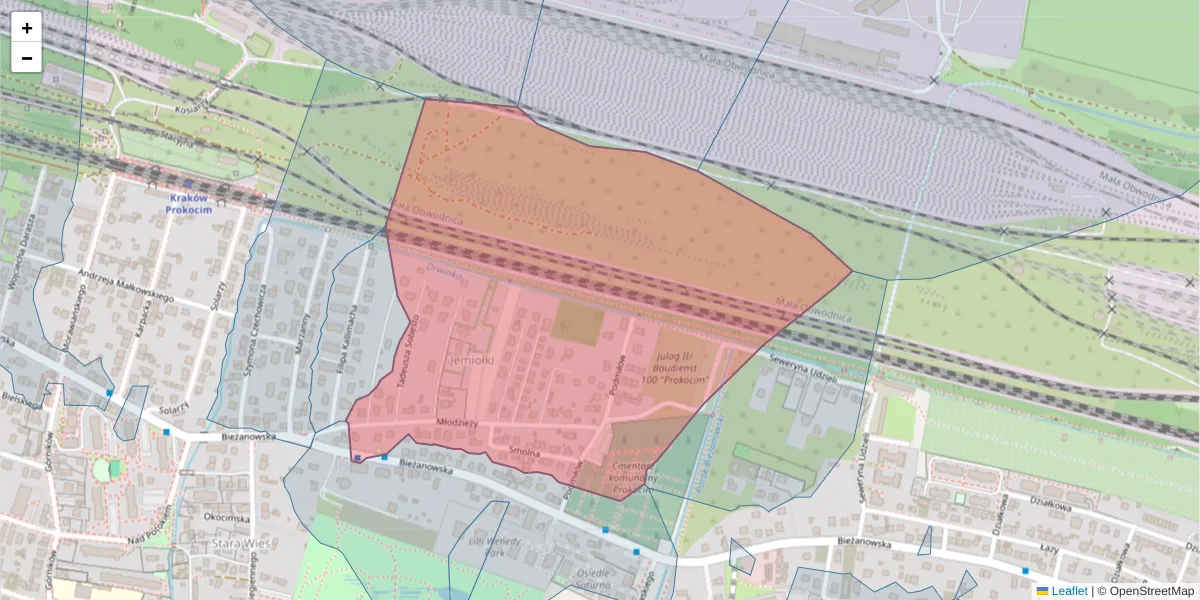 Szczegółowa mapa kodu pocztowego 30-829 z granicami, sąsiednimi kodami pocztowymi i urzędami pocztowymi