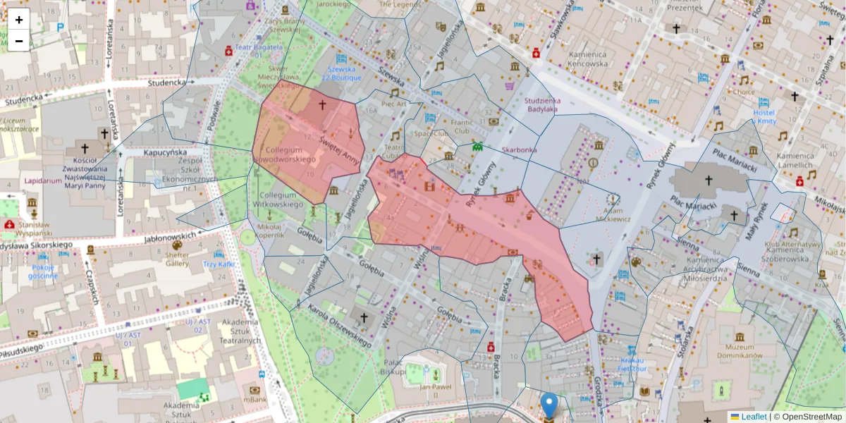Szczegółowa mapa kodu pocztowego 31-008 z granicami, sąsiednimi kodami pocztowymi i urzędami pocztowymi