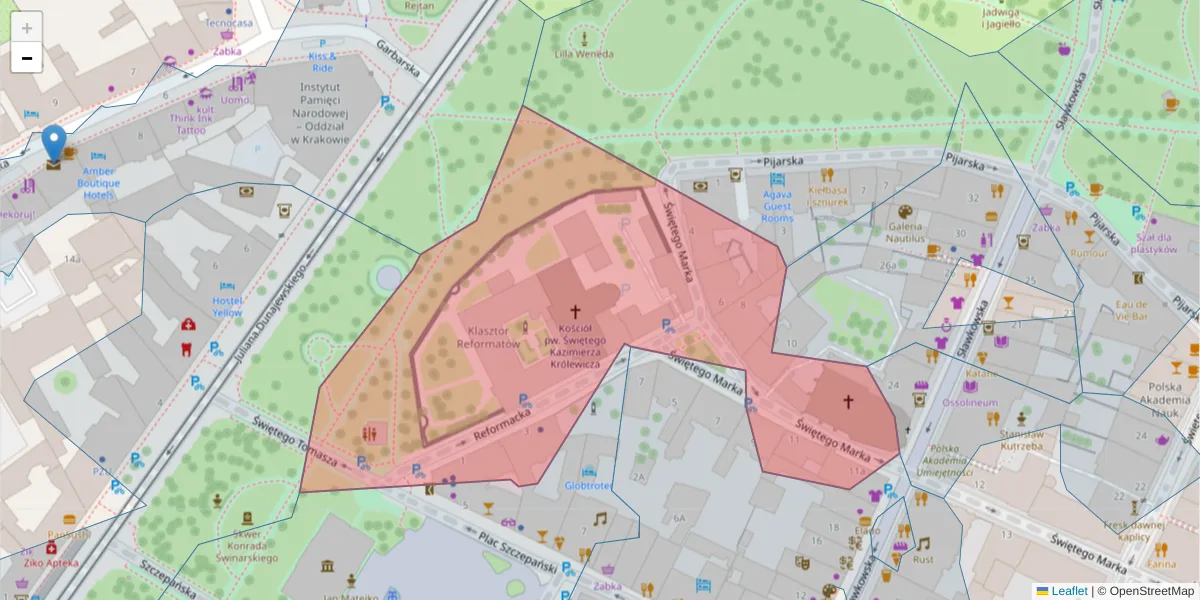 Szczegółowa mapa kodu pocztowego 31-012 z granicami, sąsiednimi kodami pocztowymi i urzędami pocztowymi