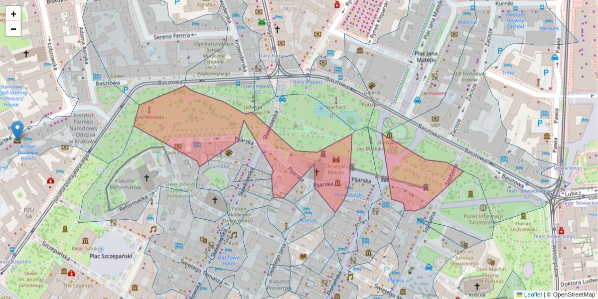 Szczegółowa mapa kodu pocztowego 31-015 z granicami, sąsiednimi kodami pocztowymi i urzędami pocztowymi