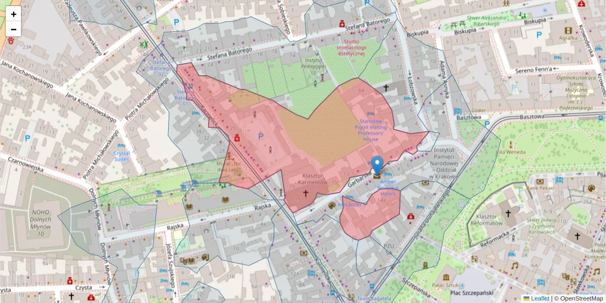 Szczegółowa mapa kodu pocztowego 31-131 z granicami, sąsiednimi kodami pocztowymi i urzędami pocztowymi