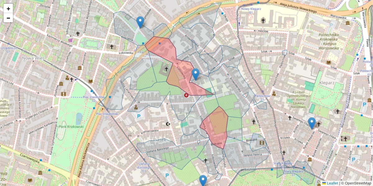 Szczegółowa mapa kodu pocztowego 31-139 z granicami, sąsiednimi kodami pocztowymi i urzędami pocztowymi