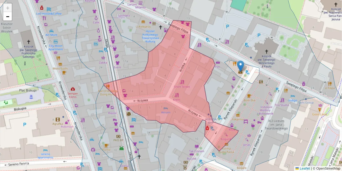Szczegółowa mapa kodu pocztowego 31-149 z granicami, sąsiednimi kodami pocztowymi i urzędami pocztowymi