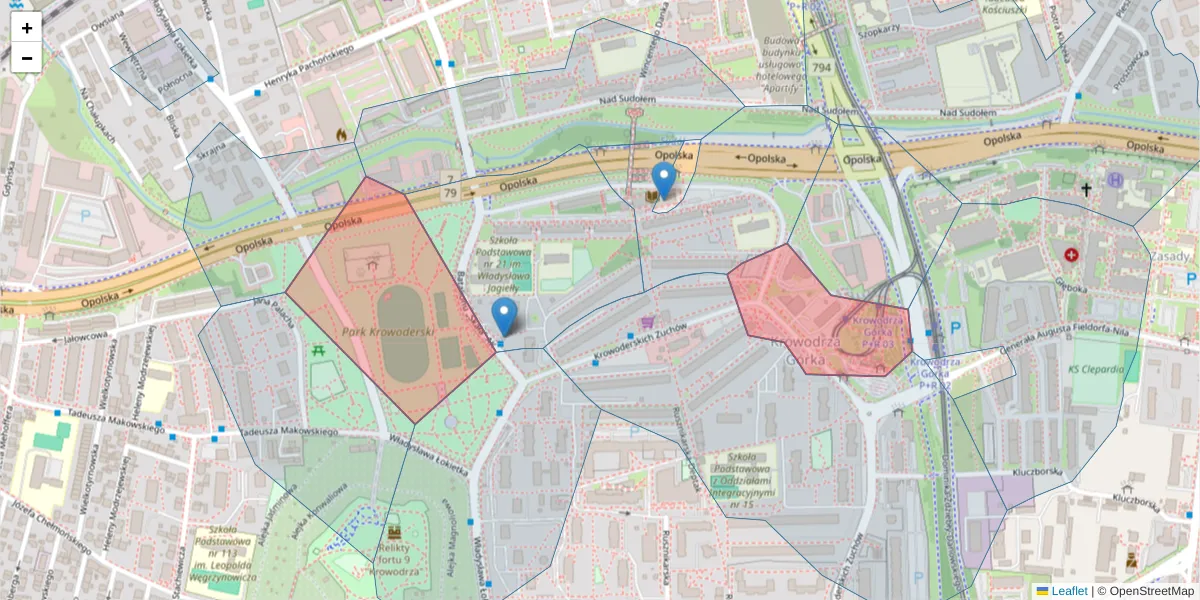 Szczegółowa mapa kodu pocztowego 31-272 z granicami, sąsiednimi kodami pocztowymi i urzędami pocztowymi