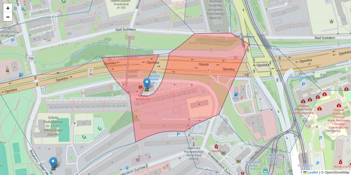 Szczegółowa mapa kodu pocztowego 31-276 z granicami, sąsiednimi kodami pocztowymi i urzędami pocztowymi