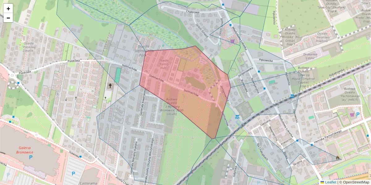 Szczegółowa mapa kodu pocztowego 31-324 z granicami, sąsiednimi kodami pocztowymi i urzędami pocztowymi