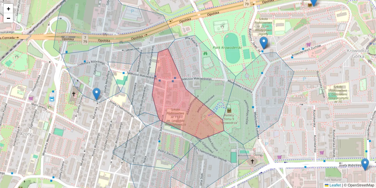 Szczegółowa mapa kodu pocztowego 31-328 z granicami, sąsiednimi kodami pocztowymi i urzędami pocztowymi