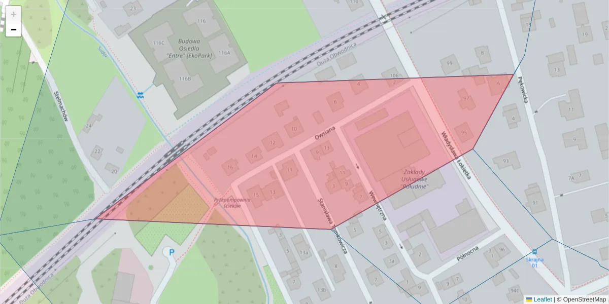 Szczegółowa mapa kodu pocztowego 31-332 z granicami, sąsiednimi kodami pocztowymi i urzędami pocztowymi