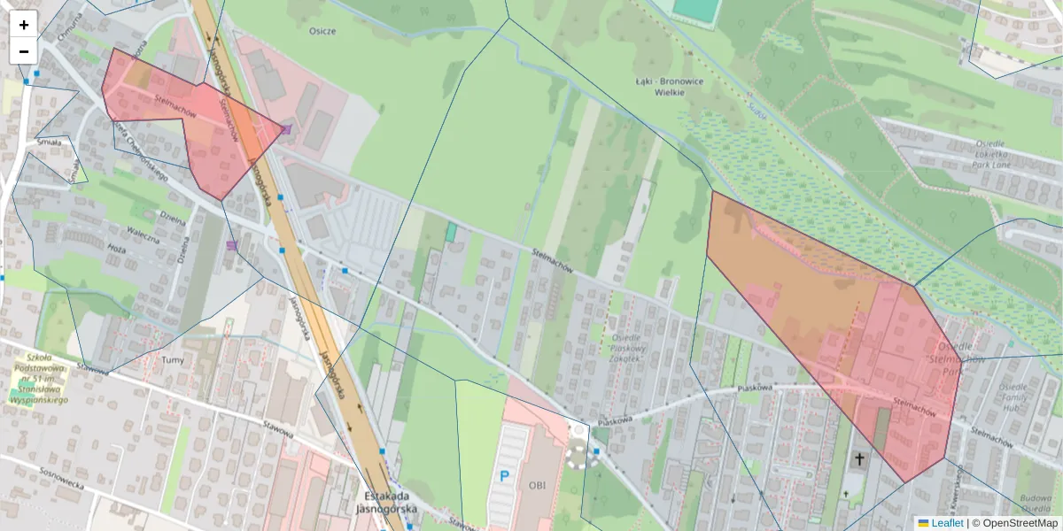 Szczegółowa mapa kodu pocztowego 31-349 z granicami, sąsiednimi kodami pocztowymi i urzędami pocztowymi