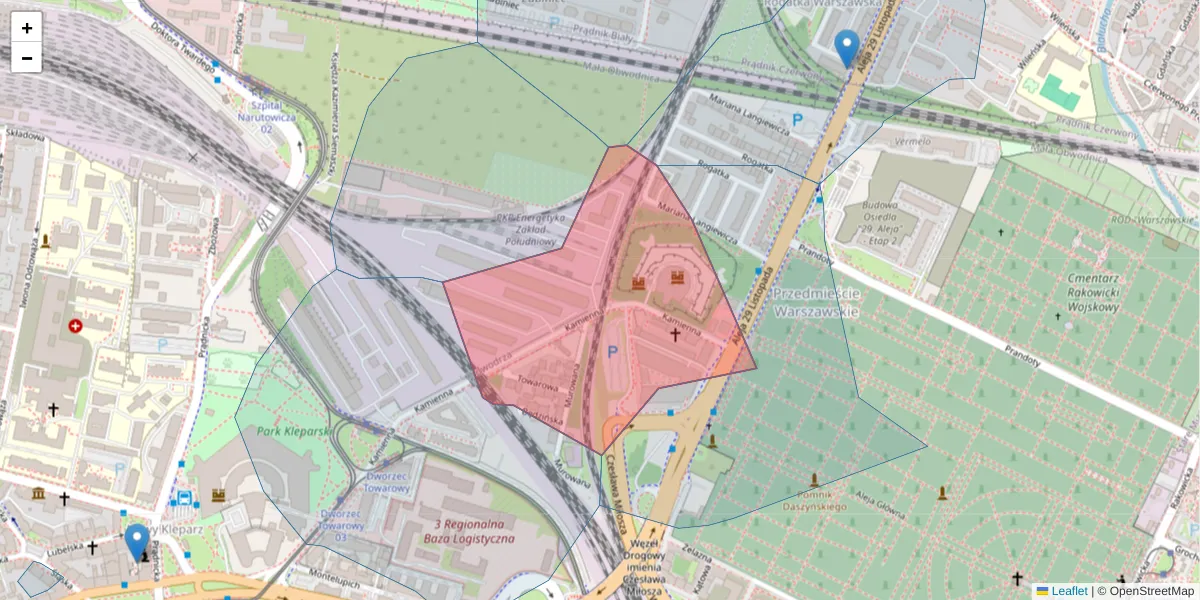 Szczegółowa mapa kodu pocztowego 31-403 z granicami, sąsiednimi kodami pocztowymi i urzędami pocztowymi