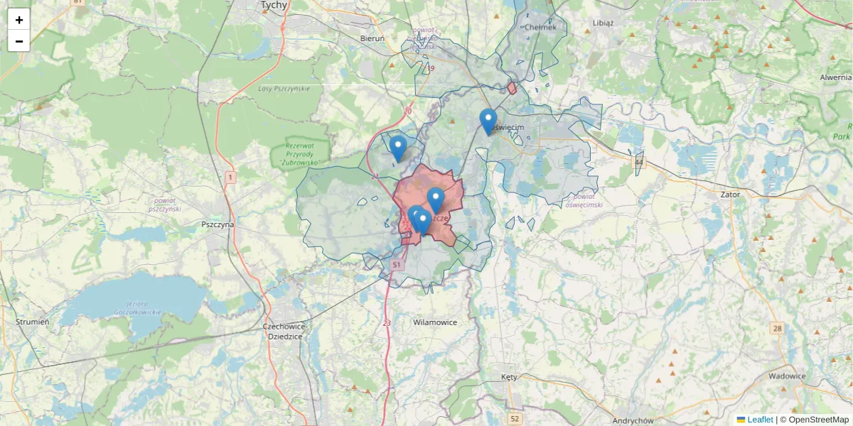 Szczegółowa mapa kodu pocztowego 32-620 z granicami, sąsiednimi kodami pocztowymi i urzędami pocztowymi
