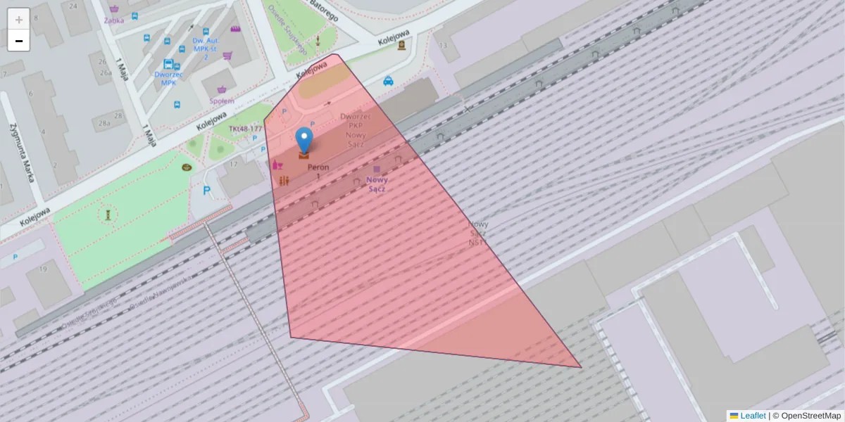 Szczegółowa mapa kodu pocztowego 33-306 z granicami, sąsiednimi kodami pocztowymi i urzędami pocztowymi