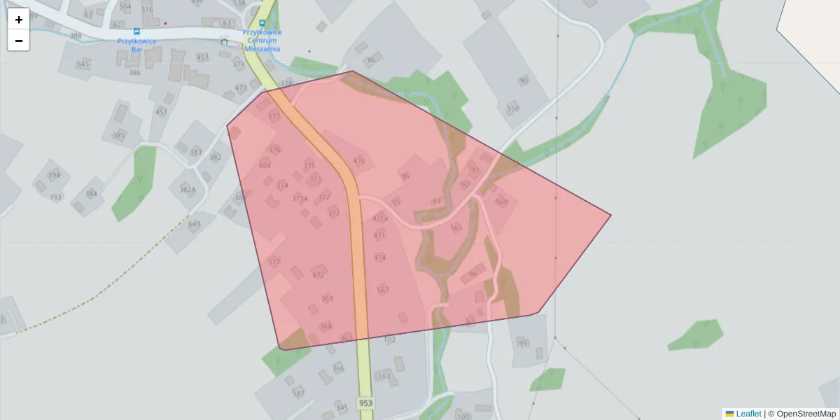 Szczegółowa mapa kodu pocztowego 34-140 z granicami, sąsiednimi kodami pocztowymi i urzędami pocztowymi