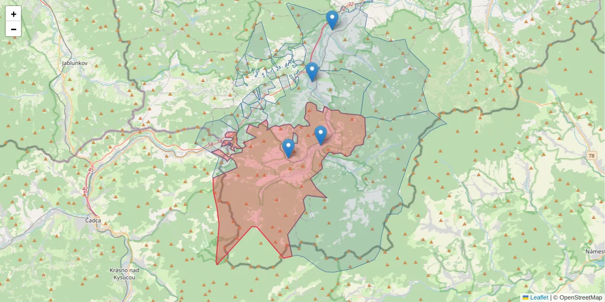 Szczegółowa mapa kodu pocztowego 34-370 z granicami, sąsiednimi kodami pocztowymi i urzędami pocztowymi