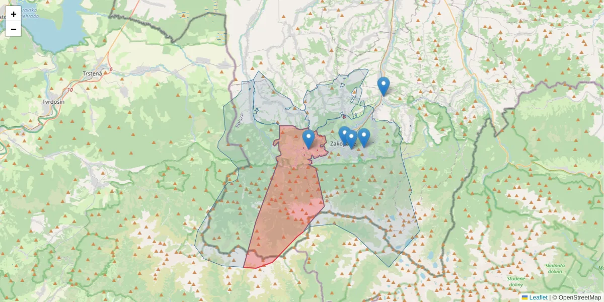 Szczegółowa mapa kodu pocztowego 34-511 z granicami, sąsiednimi kodami pocztowymi i urzędami pocztowymi