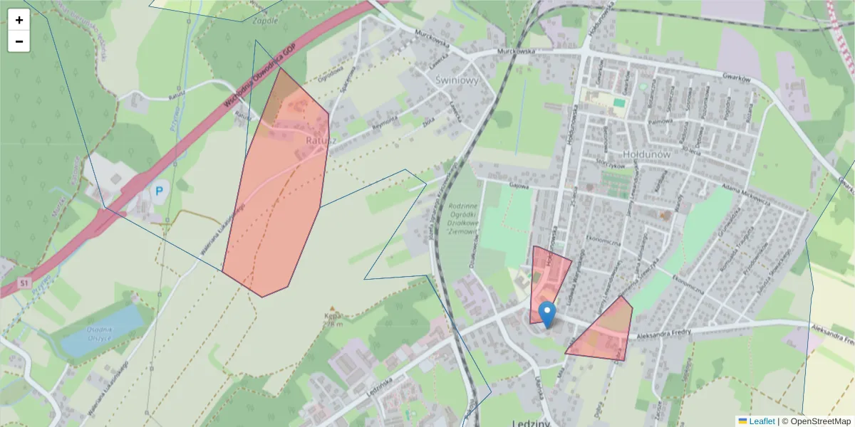 Szczegółowa mapa kodu pocztowego 41-143 z granicami, sąsiednimi kodami pocztowymi i urzędami pocztowymi