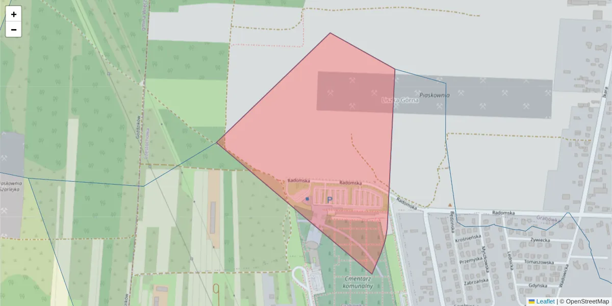 Szczegółowa mapa kodu pocztowego 42-210 z granicami, sąsiednimi kodami pocztowymi i urzędami pocztowymi