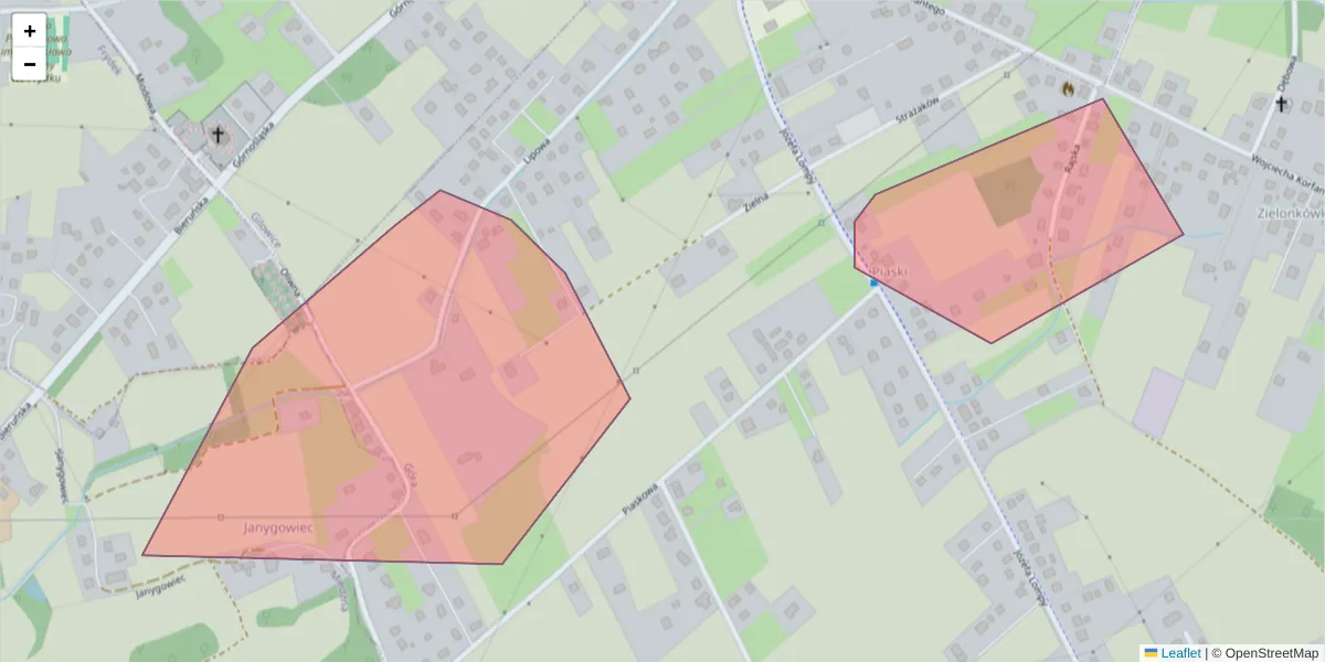 Szczegółowa mapa kodu pocztowego 42-227 z granicami, sąsiednimi kodami pocztowymi i urzędami pocztowymi