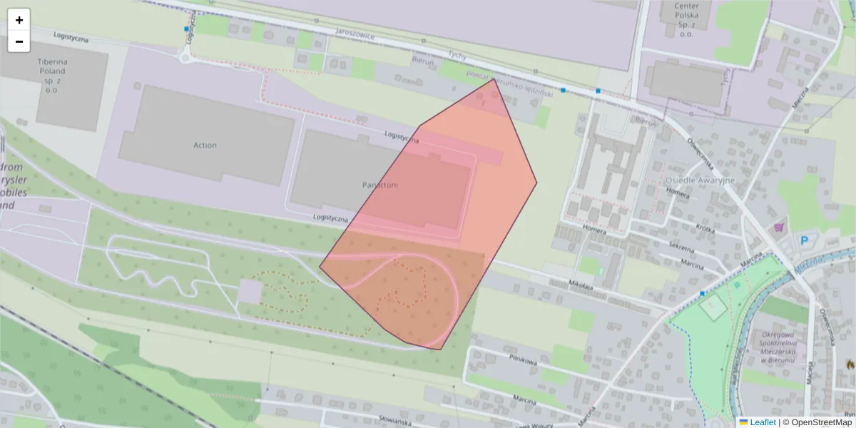 Szczegółowa mapa kodu pocztowego 43-151 z granicami, sąsiednimi kodami pocztowymi i urzędami pocztowymi