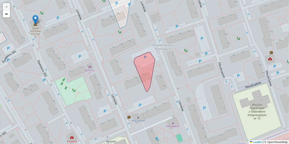 Szczegółowa mapa kodu pocztowego 44-199 z granicami, sąsiednimi kodami pocztowymi i urzędami pocztowymi