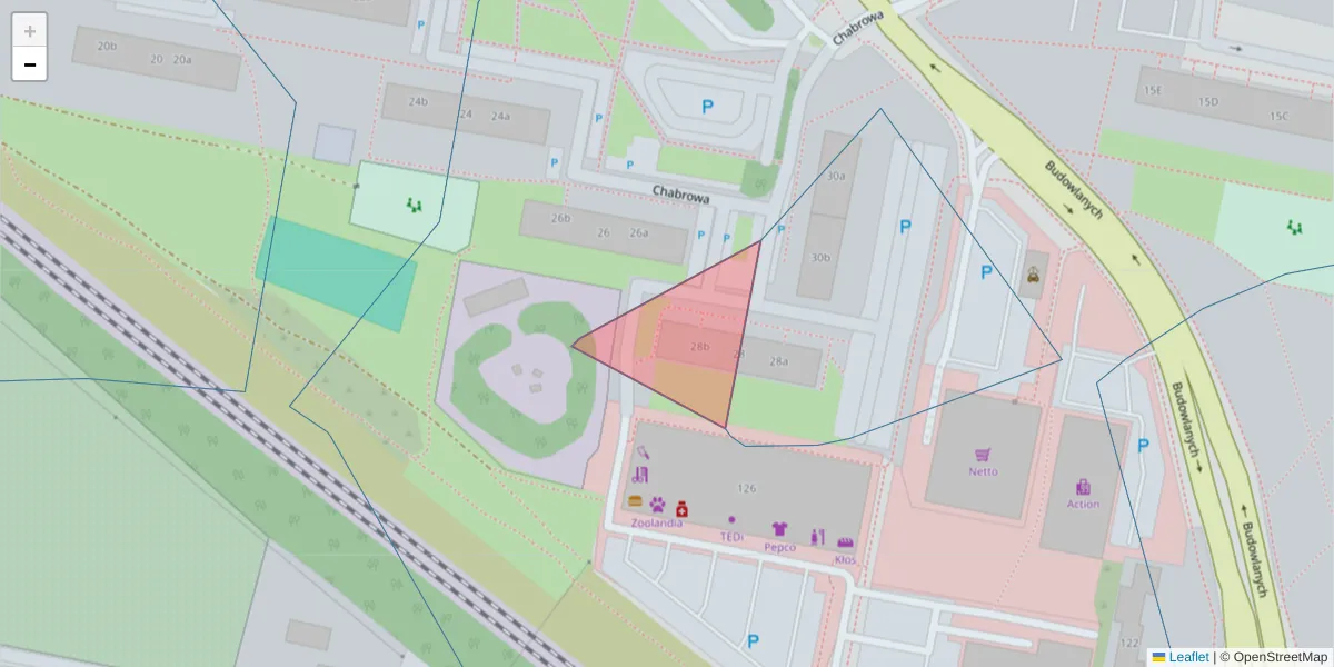 Szczegółowa mapa kodu pocztowego 44-215 z granicami, sąsiednimi kodami pocztowymi i urzędami pocztowymi
