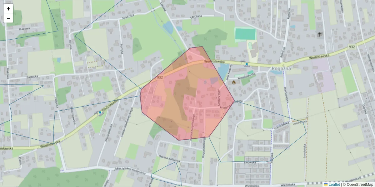 Szczegółowa mapa kodu pocztowego 44-247 z granicami, sąsiednimi kodami pocztowymi i urzędami pocztowymi