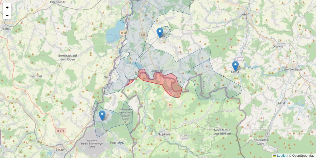 Szczegółowa mapa kodu pocztowego 46373 z granicami, sąsiednimi kodami pocztowymi i urzędami pocztowymi