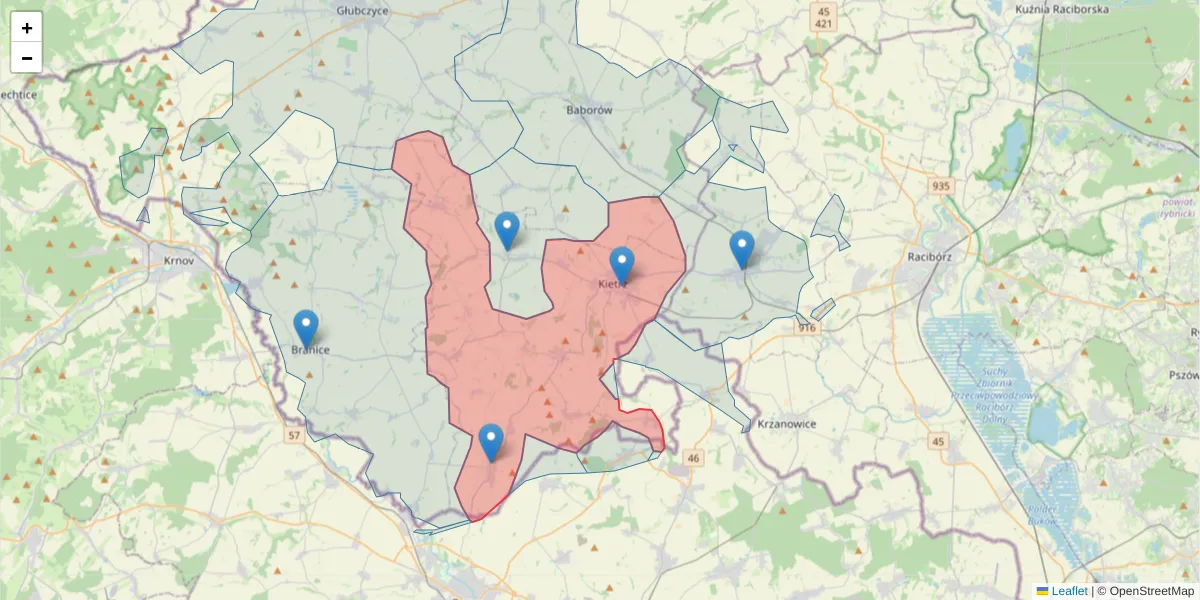 Szczegółowa mapa kodu pocztowego 48-130 z granicami, sąsiednimi kodami pocztowymi i urzędami pocztowymi