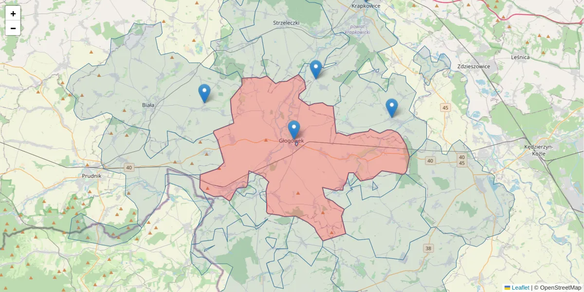 Szczegółowa mapa kodu pocztowego 48-250 z granicami, sąsiednimi kodami pocztowymi i urzędami pocztowymi