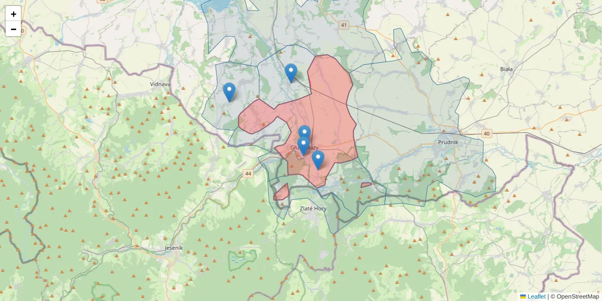 Szczegółowa mapa kodu pocztowego 48-340 z granicami, sąsiednimi kodami pocztowymi i urzędami pocztowymi