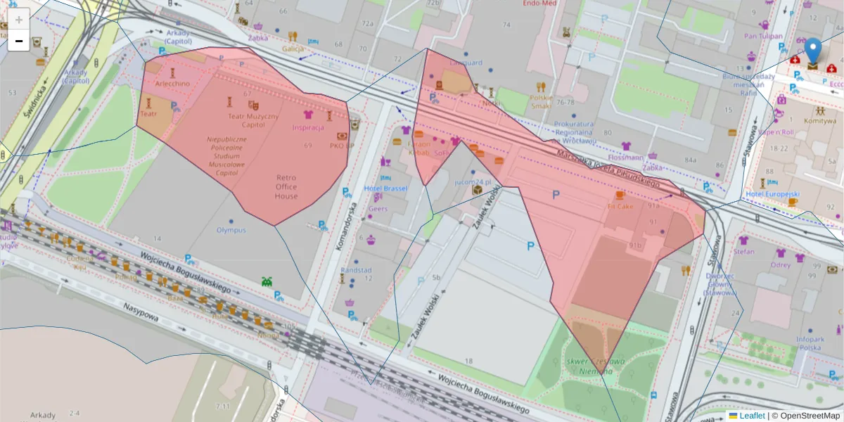 Szczegółowa mapa kodu pocztowego 50-019 z granicami, sąsiednimi kodami pocztowymi i urzędami pocztowymi