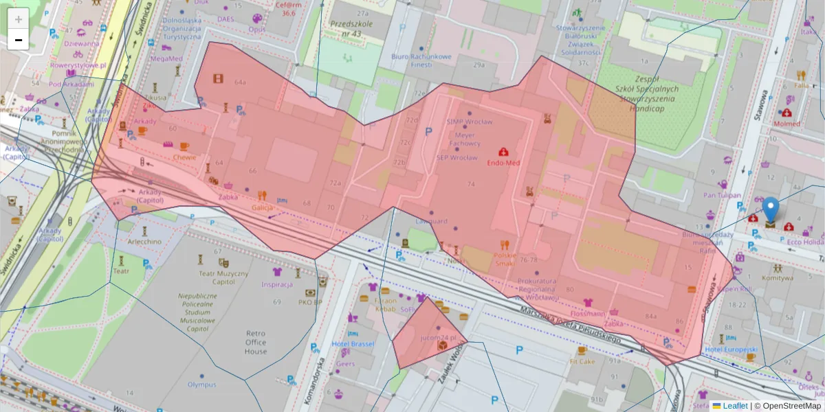 Szczegółowa mapa kodu pocztowego 50-020 z granicami, sąsiednimi kodami pocztowymi i urzędami pocztowymi