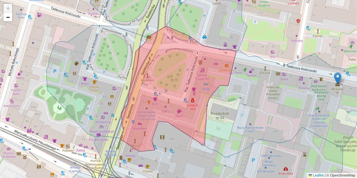 Szczegółowa mapa kodu pocztowego 50-027 z granicami, sąsiednimi kodami pocztowymi i urzędami pocztowymi