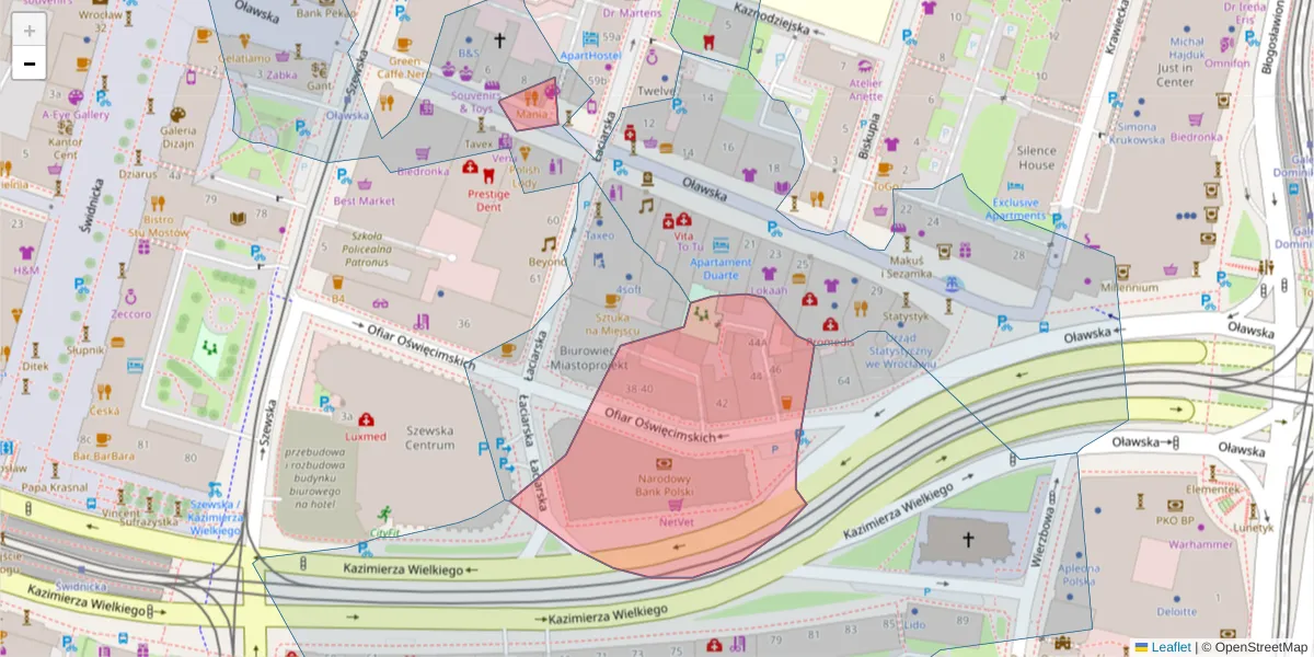 Szczegółowa mapa kodu pocztowego 50-059 z granicami, sąsiednimi kodami pocztowymi i urzędami pocztowymi