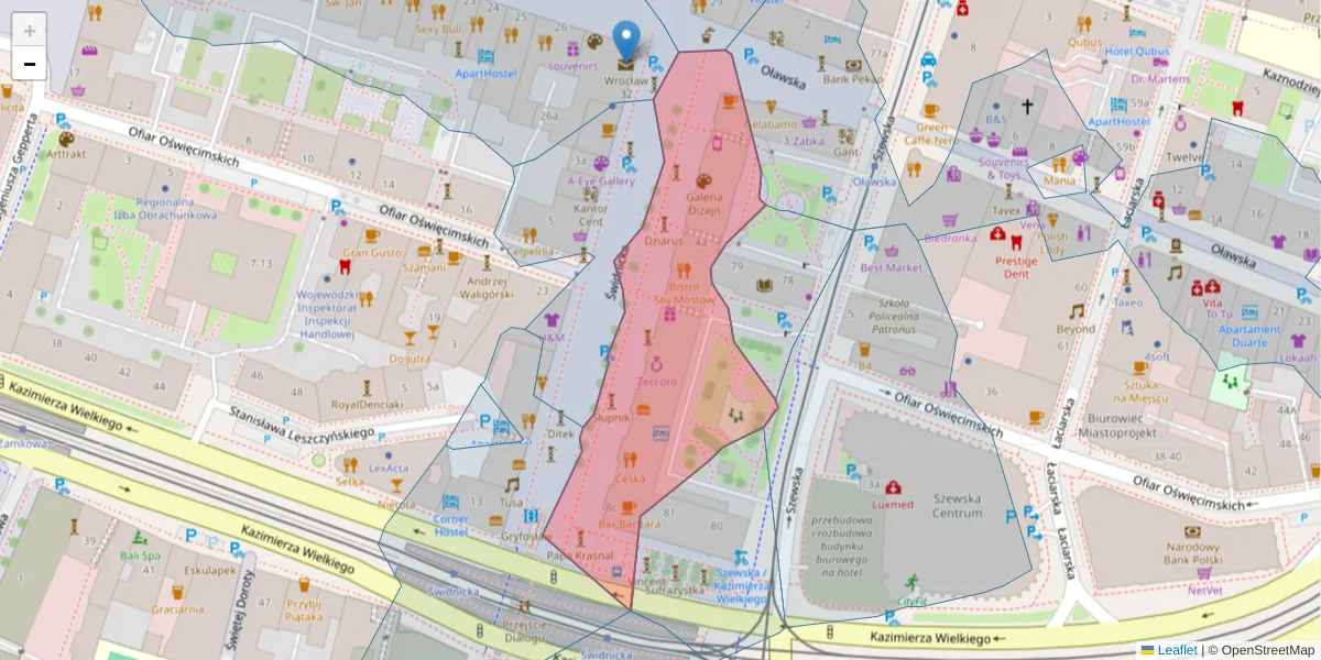 Szczegółowa mapa kodu pocztowego 50-067 z granicami, sąsiednimi kodami pocztowymi i urzędami pocztowymi