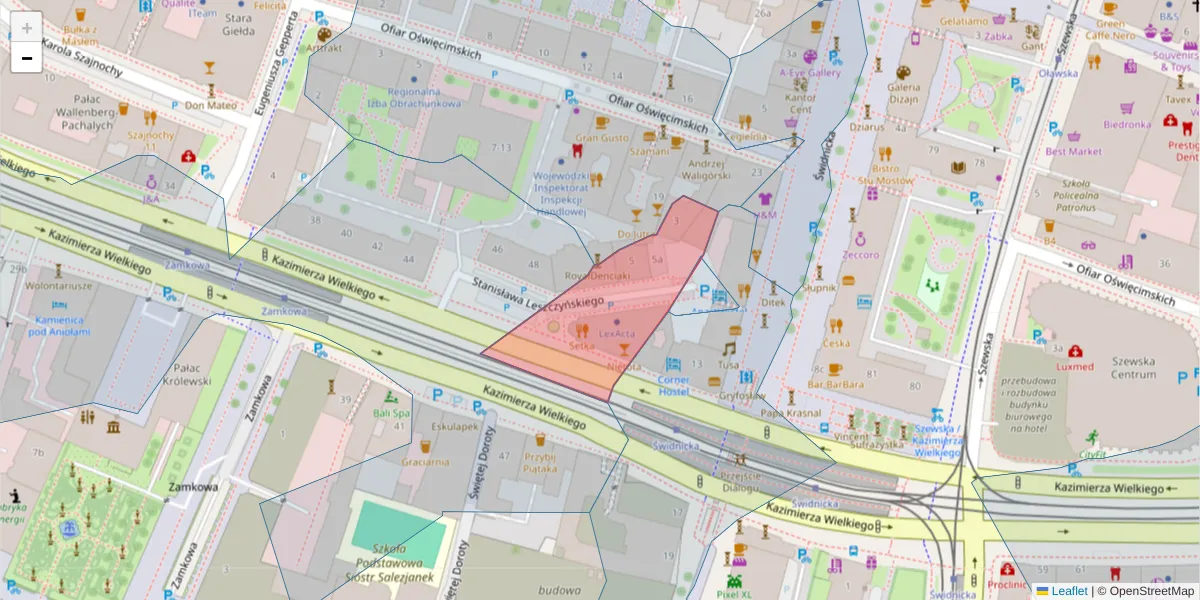 Szczegółowa mapa kodu pocztowego 50-078 z granicami, sąsiednimi kodami pocztowymi i urzędami pocztowymi