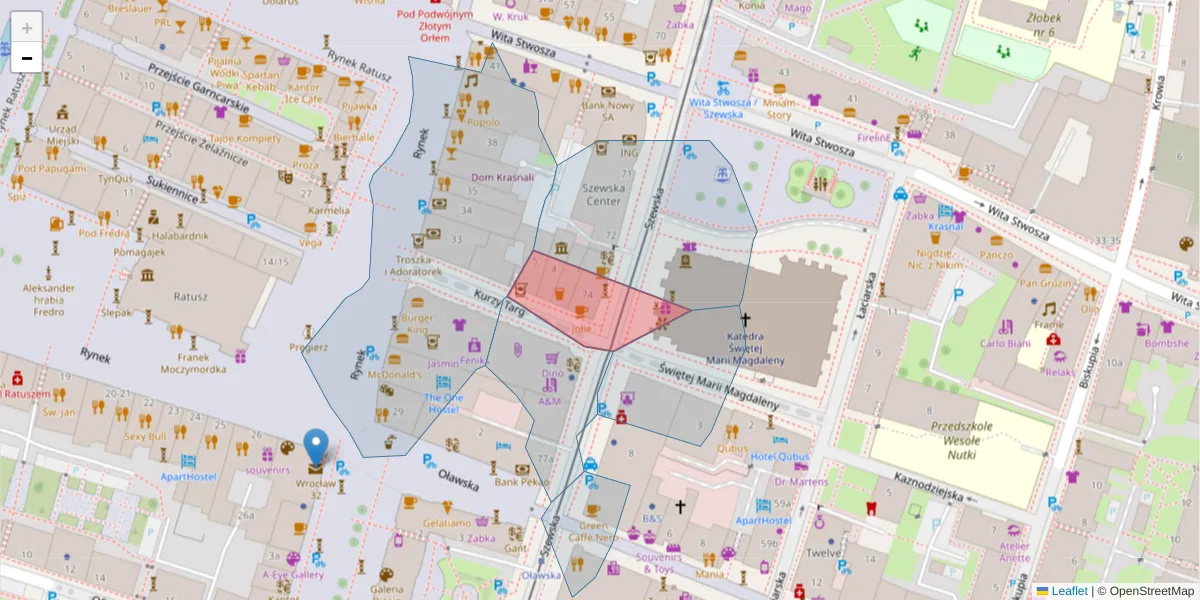 Szczegółowa mapa kodu pocztowego 50-103 z granicami, sąsiednimi kodami pocztowymi i urzędami pocztowymi
