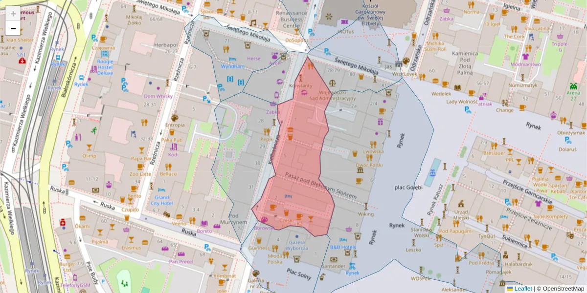 Szczegółowa mapa kodu pocztowego 50-108 z granicami, sąsiednimi kodami pocztowymi i urzędami pocztowymi