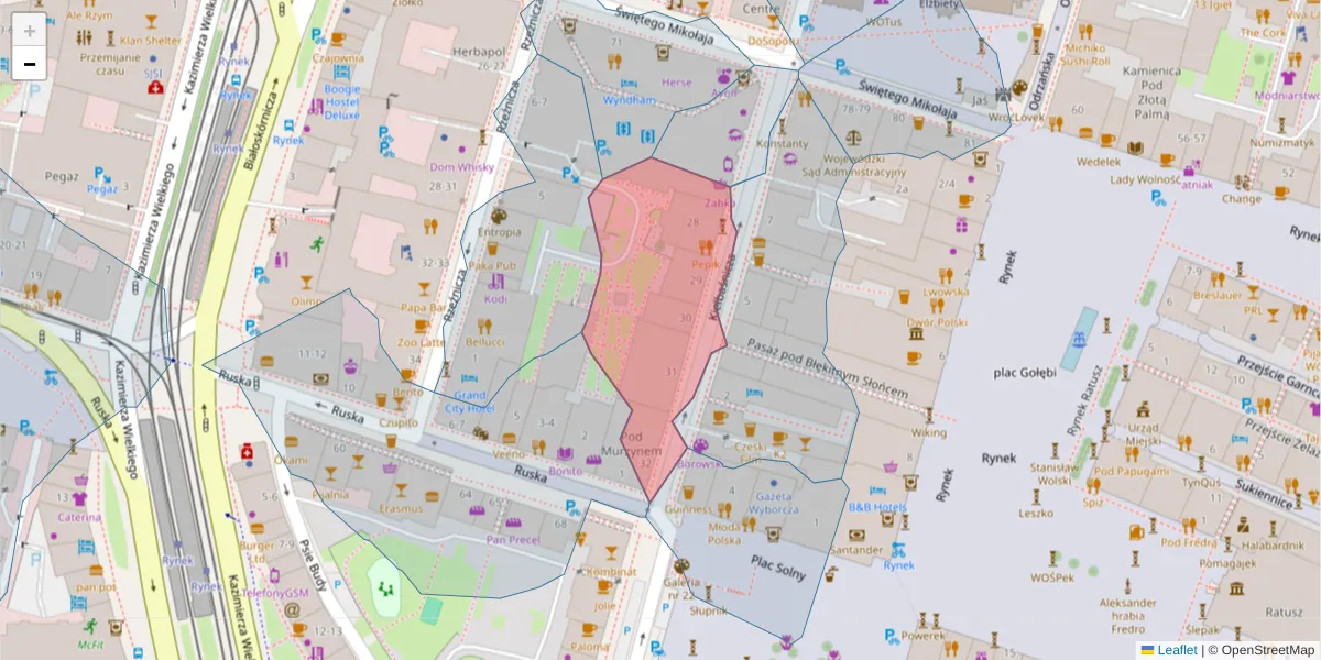 Szczegółowa mapa kodu pocztowego 50-109 z granicami, sąsiednimi kodami pocztowymi i urzędami pocztowymi