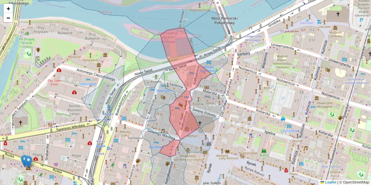 Szczegółowa mapa kodu pocztowego 50-110 z granicami, sąsiednimi kodami pocztowymi i urzędami pocztowymi