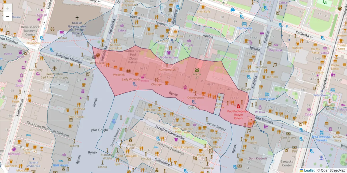 Szczegółowa mapa kodu pocztowego 50-116 z granicami, sąsiednimi kodami pocztowymi i urzędami pocztowymi