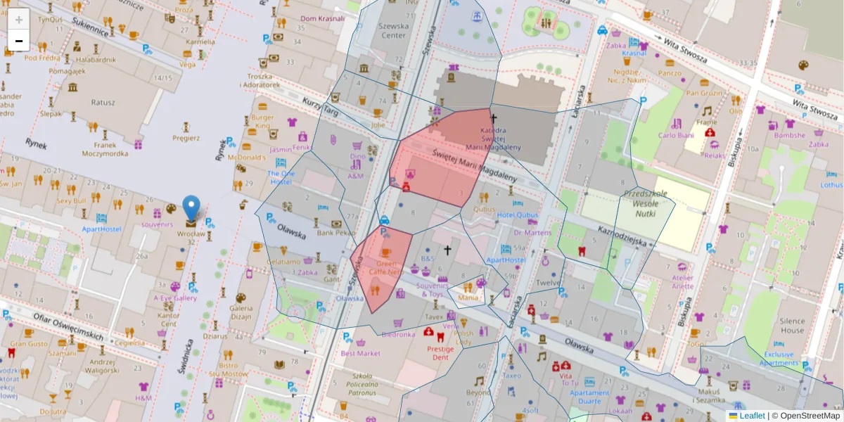 Szczegółowa mapa kodu pocztowego 50-122 z granicami, sąsiednimi kodami pocztowymi i urzędami pocztowymi
